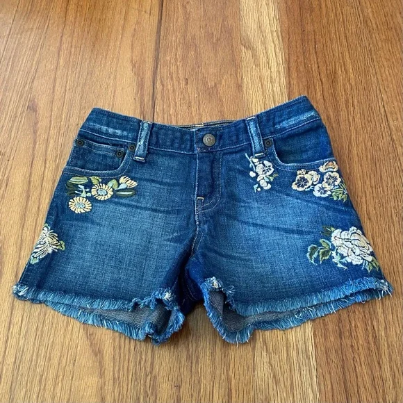 Ralph Lauren Cotton Denim Shorts with Floral Embroidery - Picture 1 of 10